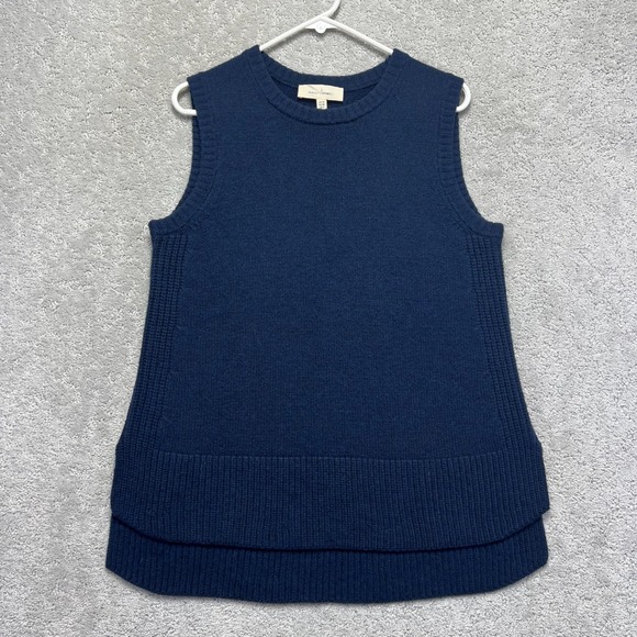 Seasalt Cornwall Sweaters - Seasalt Cornwall Coupling Vest Womens US 6 Navy Blue Wool Blend Crewneck Sweater
